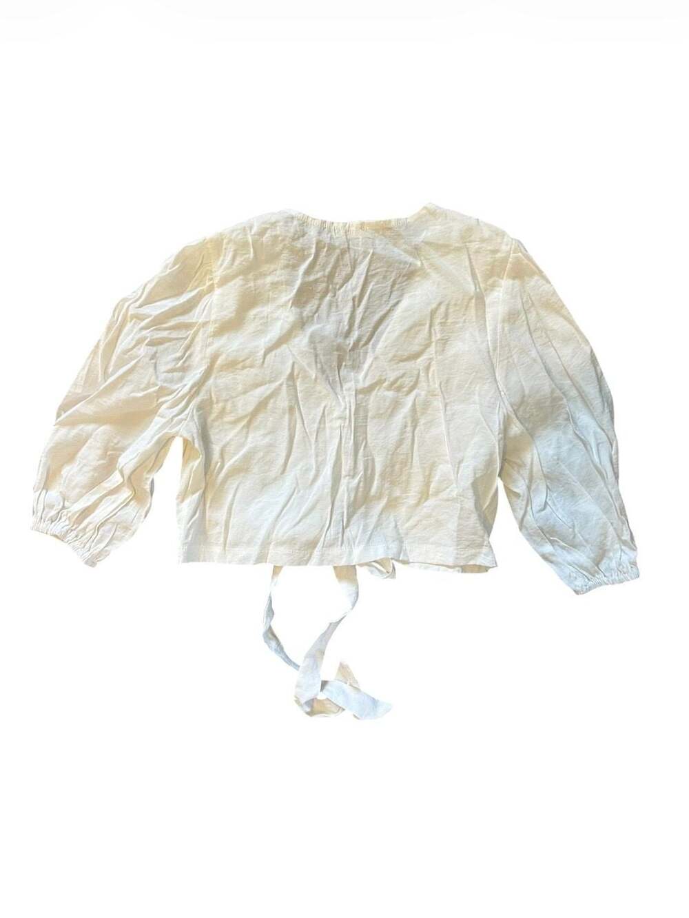 Tie-Front Cropped White Blouse - Picture 2 of 4